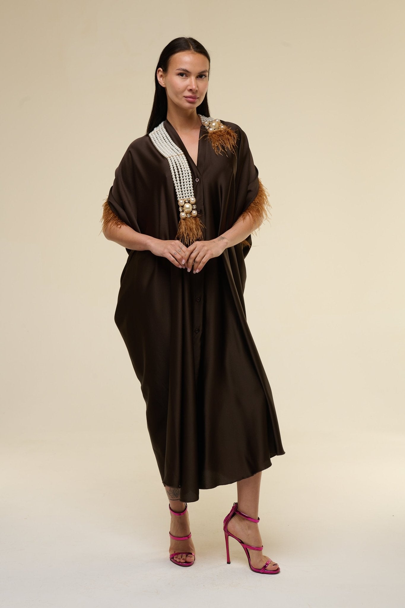 Caftano Marrone Perle - 22 Spazio Boutique