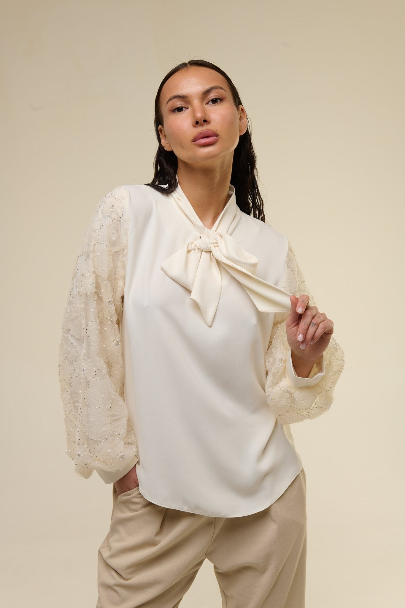 Camicia Cream Flower - 22 Spazio Boutique