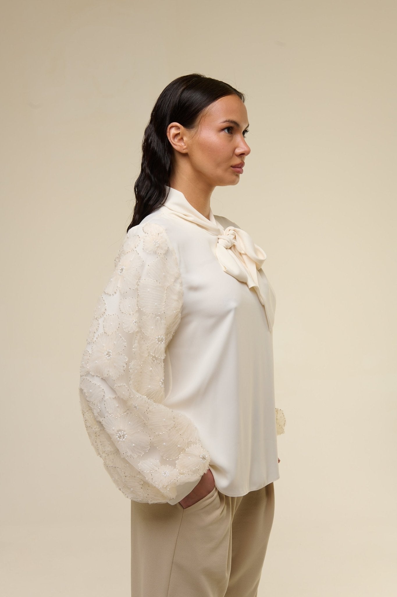 Camicia Cream Flower - 22 Spazio Boutique