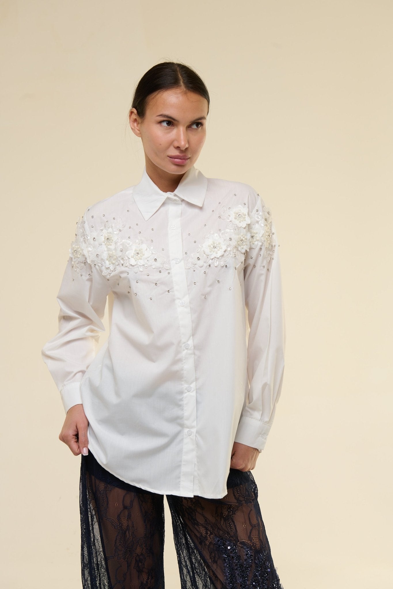 Camicia White Flowers - 22 Spazio Boutique