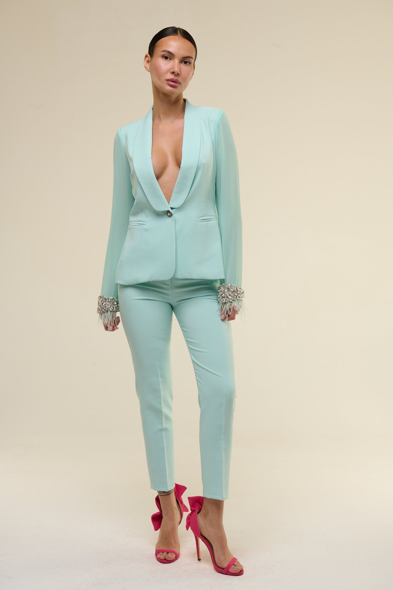 Tailleur Chiffon Verde Tiffany - 22 Spazio Boutique