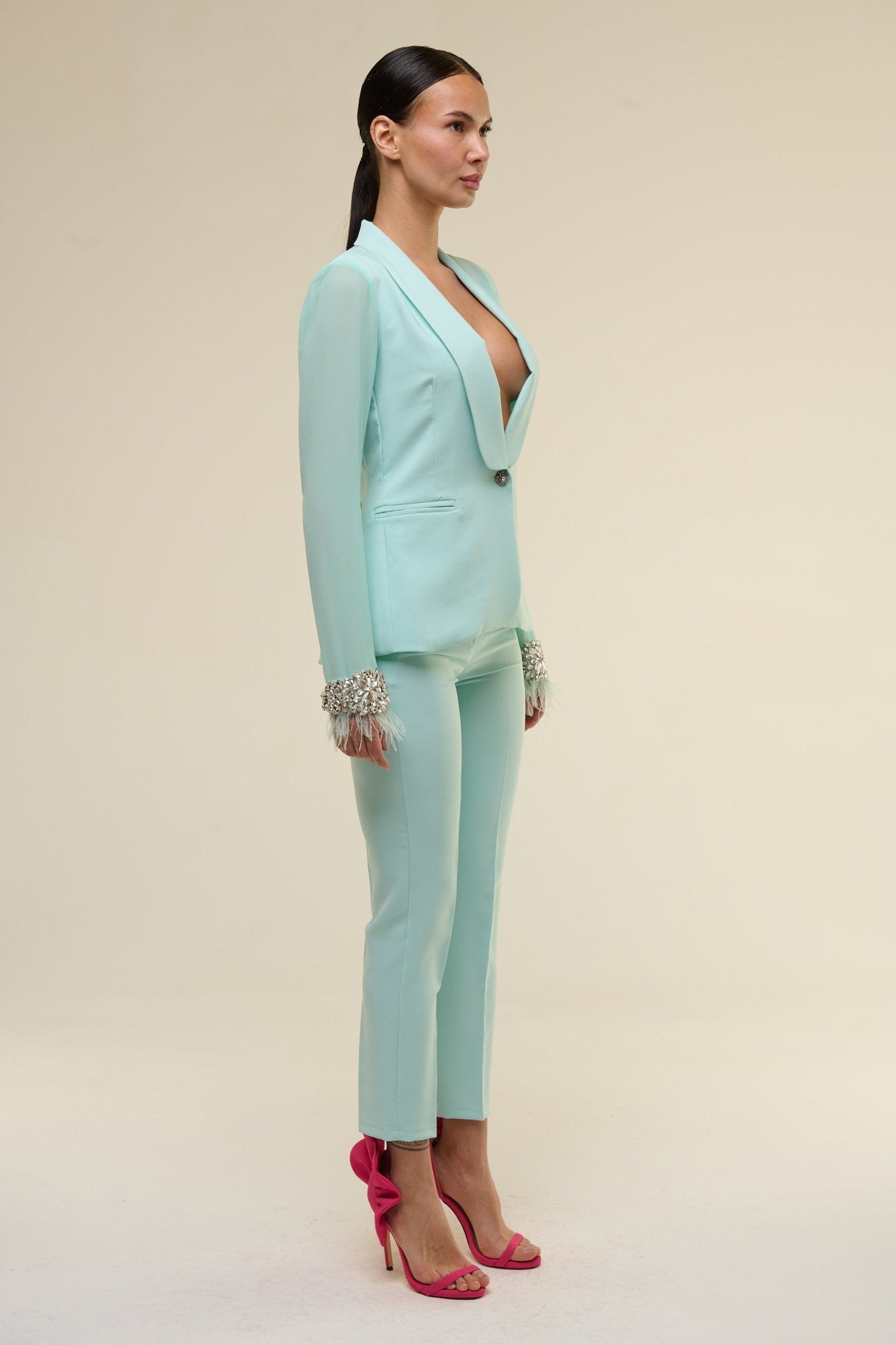 Tailleur Chiffon Verde Tiffany - 22 Spazio Boutique