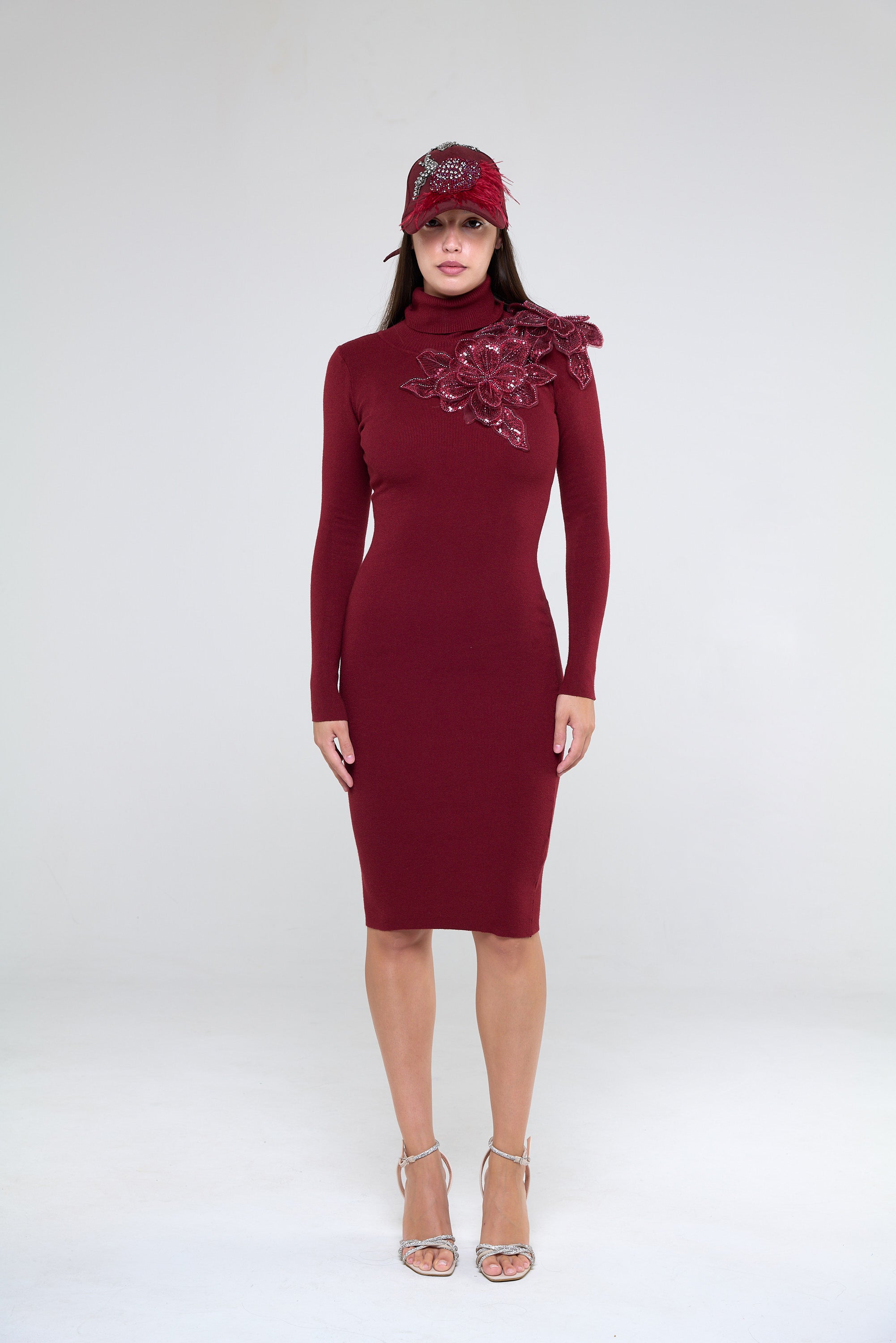 Abito Collo Alto Flower