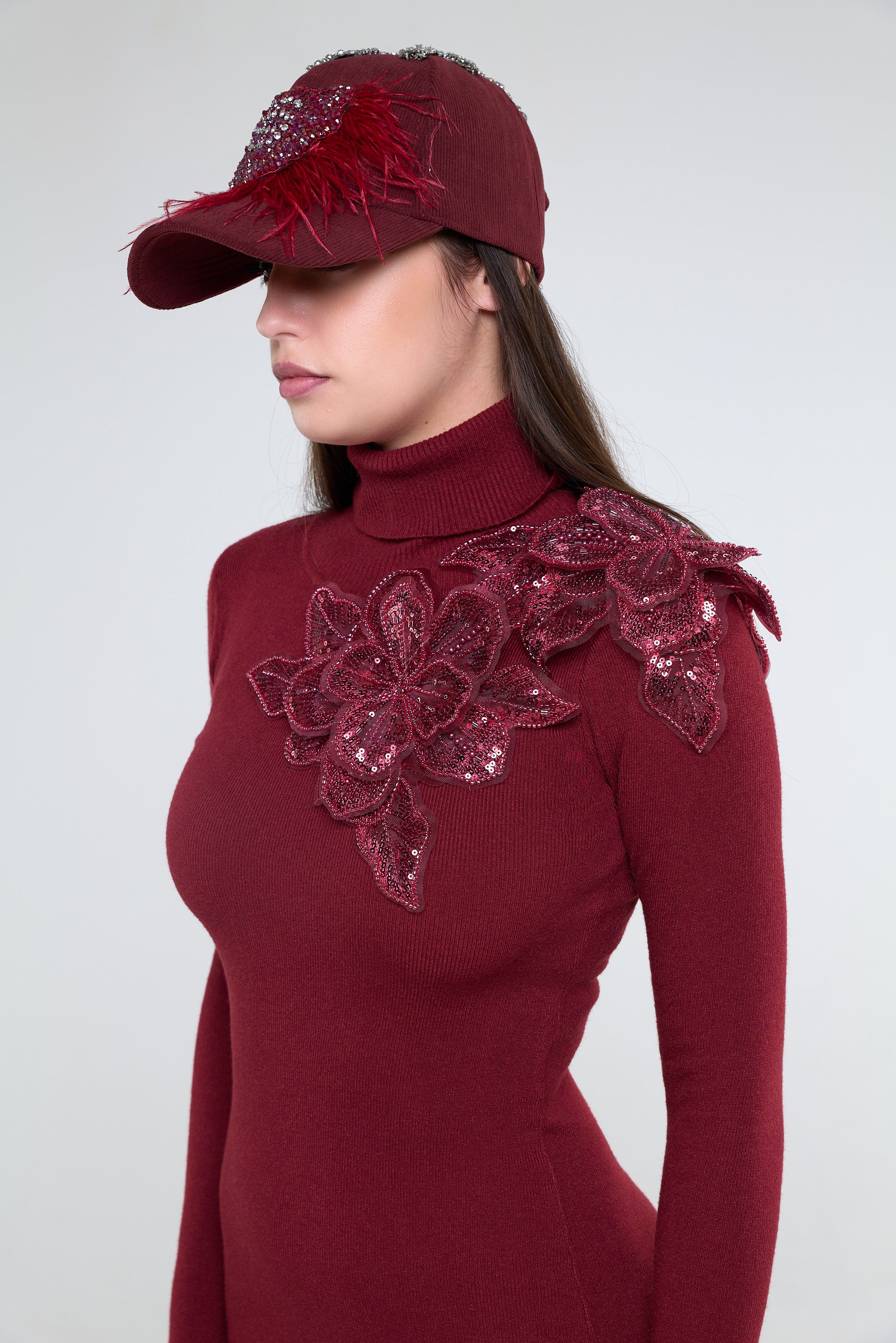 Abito Collo Alto Flower