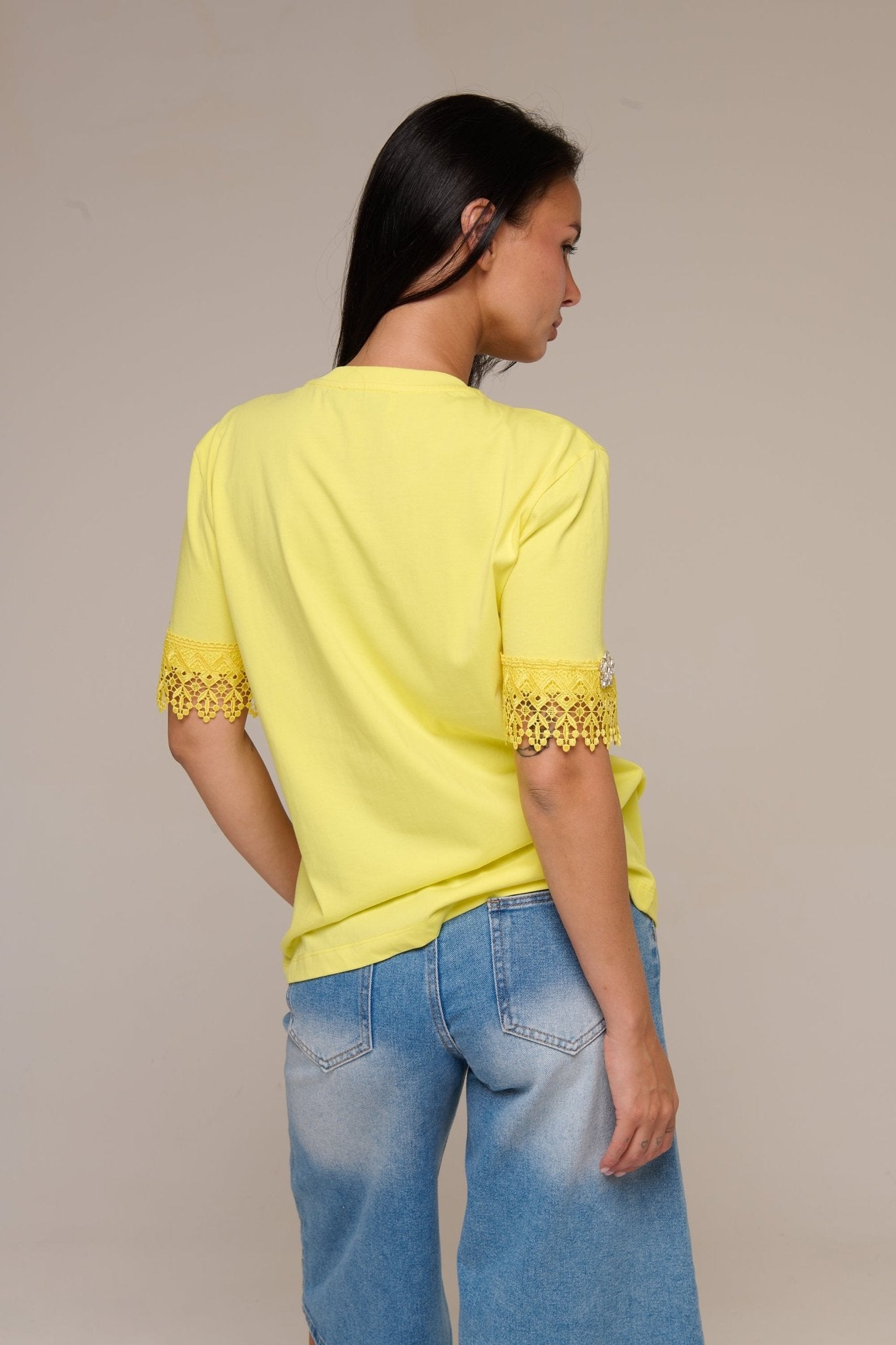 T-Shirt Gialla Lace - 22 Spazio Boutique