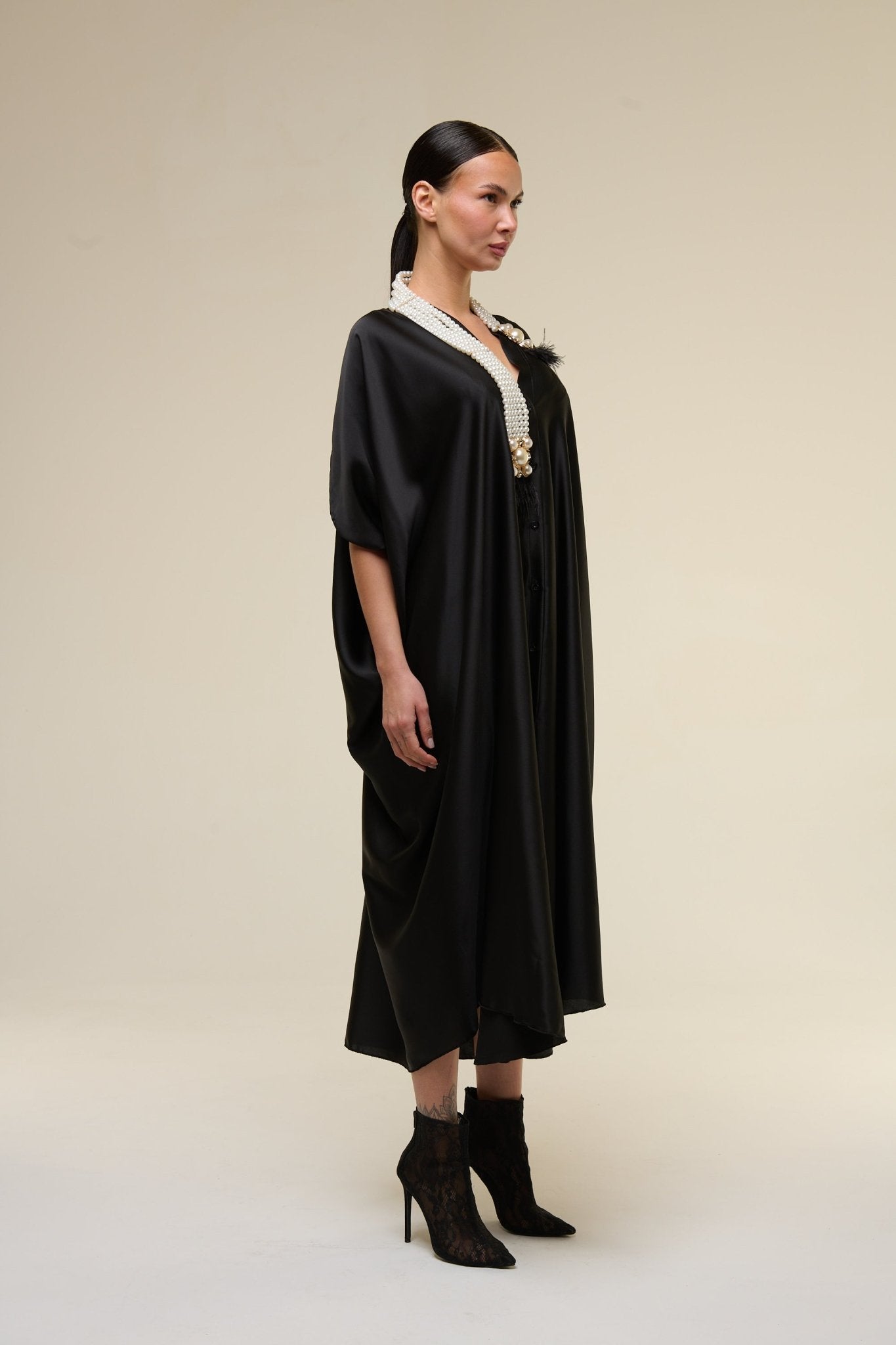 Caftano Gioiello Nero Perle - 22 Spazio Boutique
