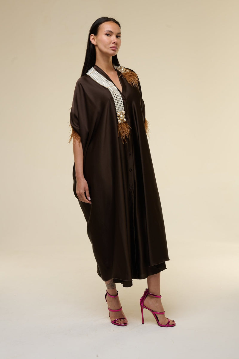 Caftano Marrone Perle - 22 Spazio Boutique