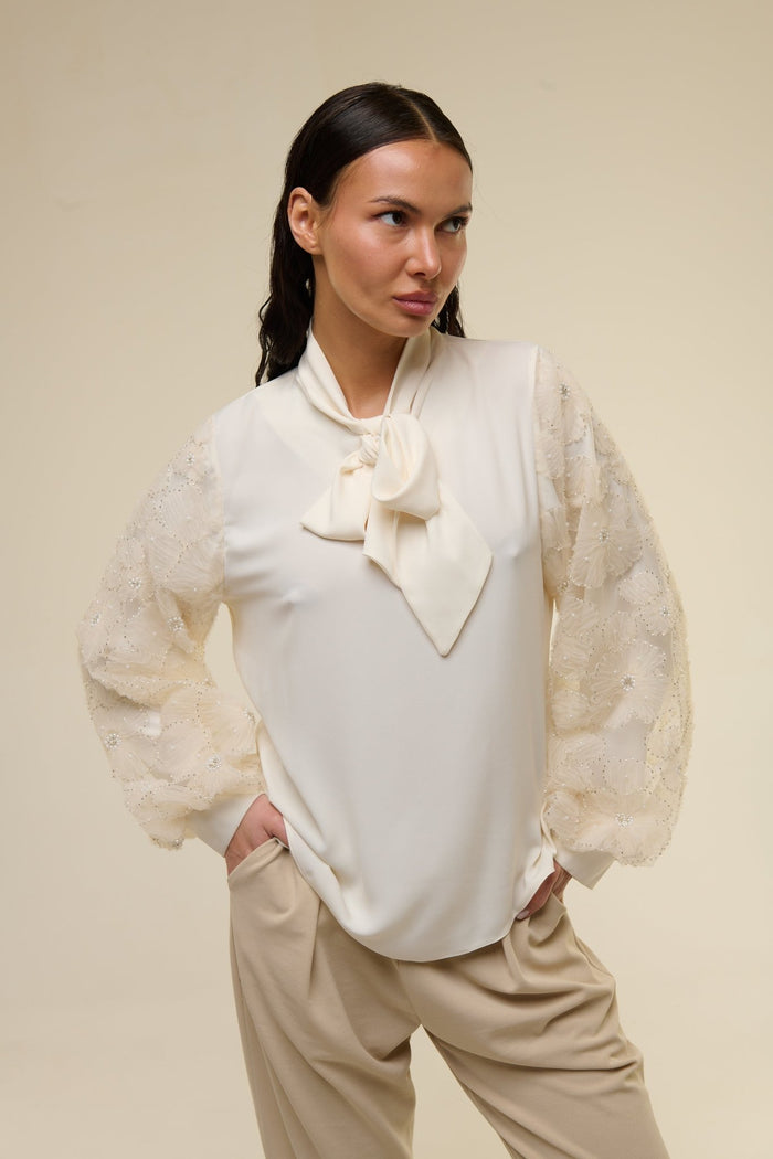 Camicia Cream Flower - 22 Spazio Boutique
