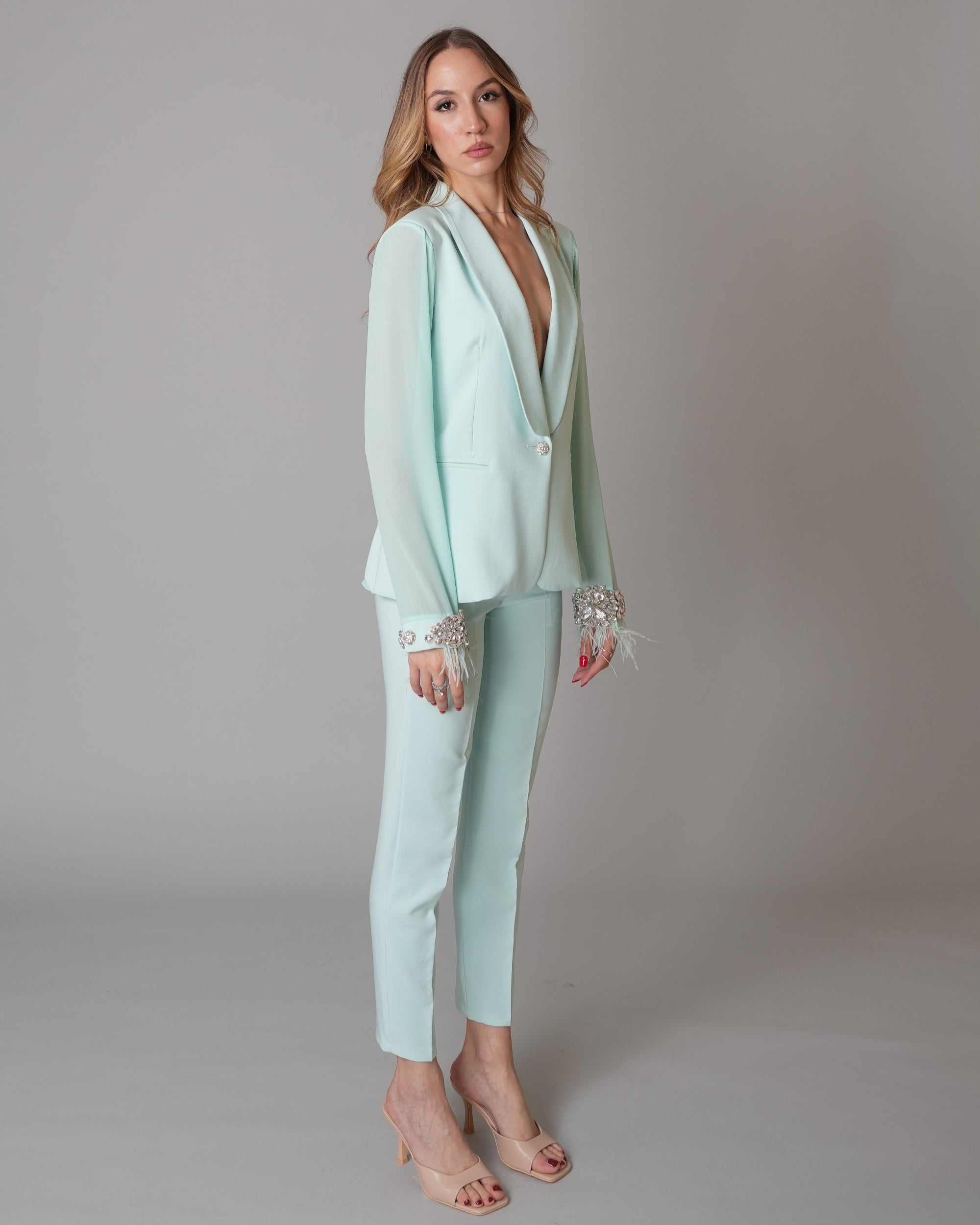 Tailleur Chiffon Verde Tiffany