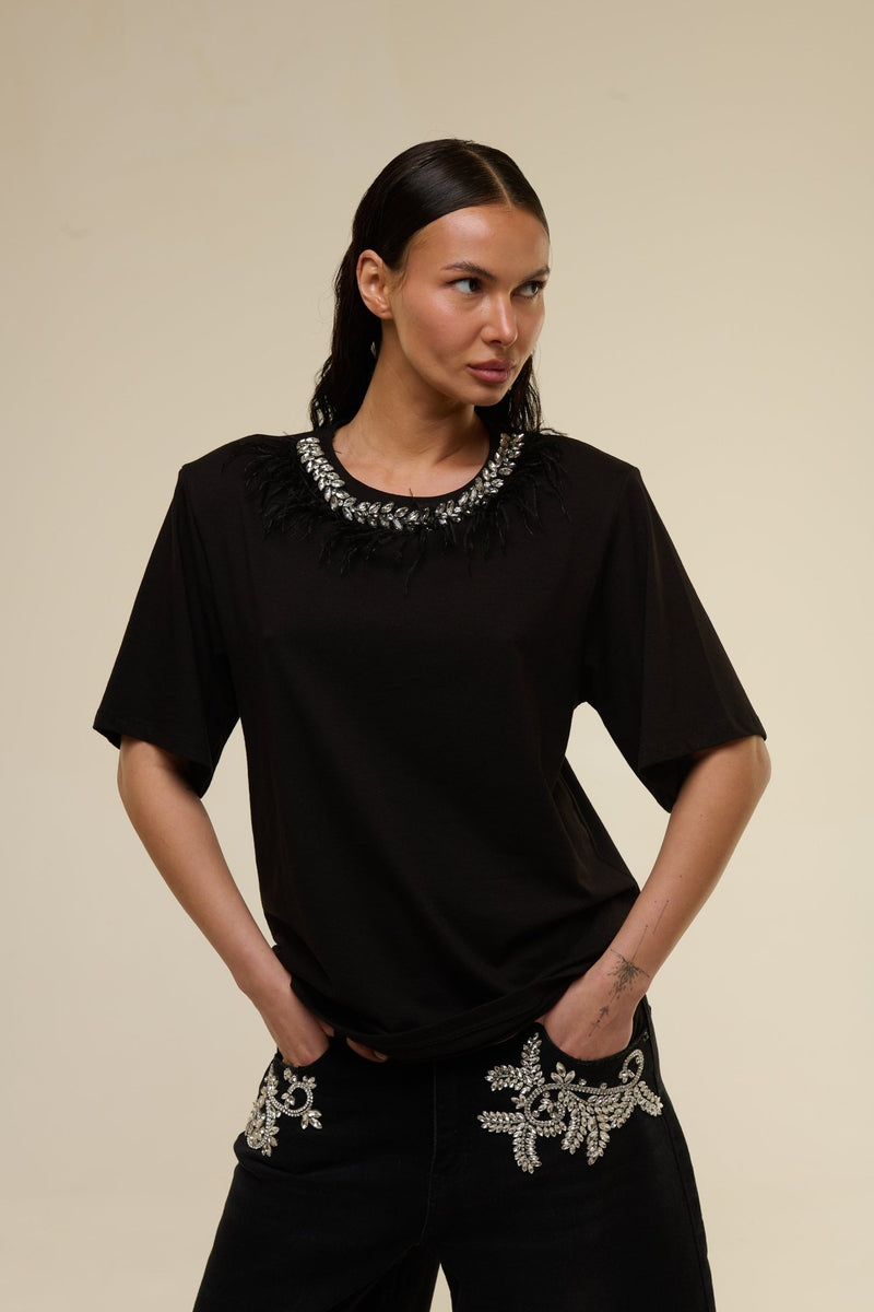 Shirt Nera Gioiello - 22 Spazio Boutique