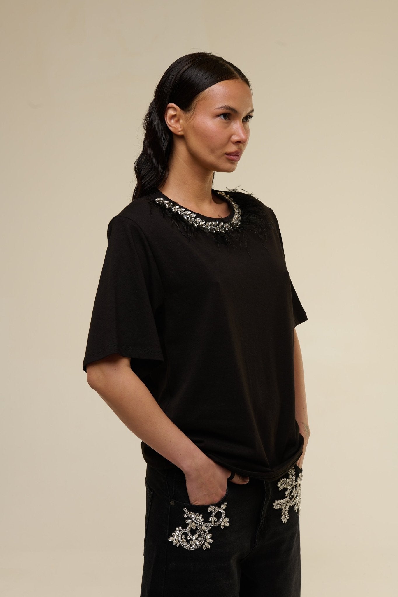 Shirt Nera Gioiello - 22 Spazio Boutique