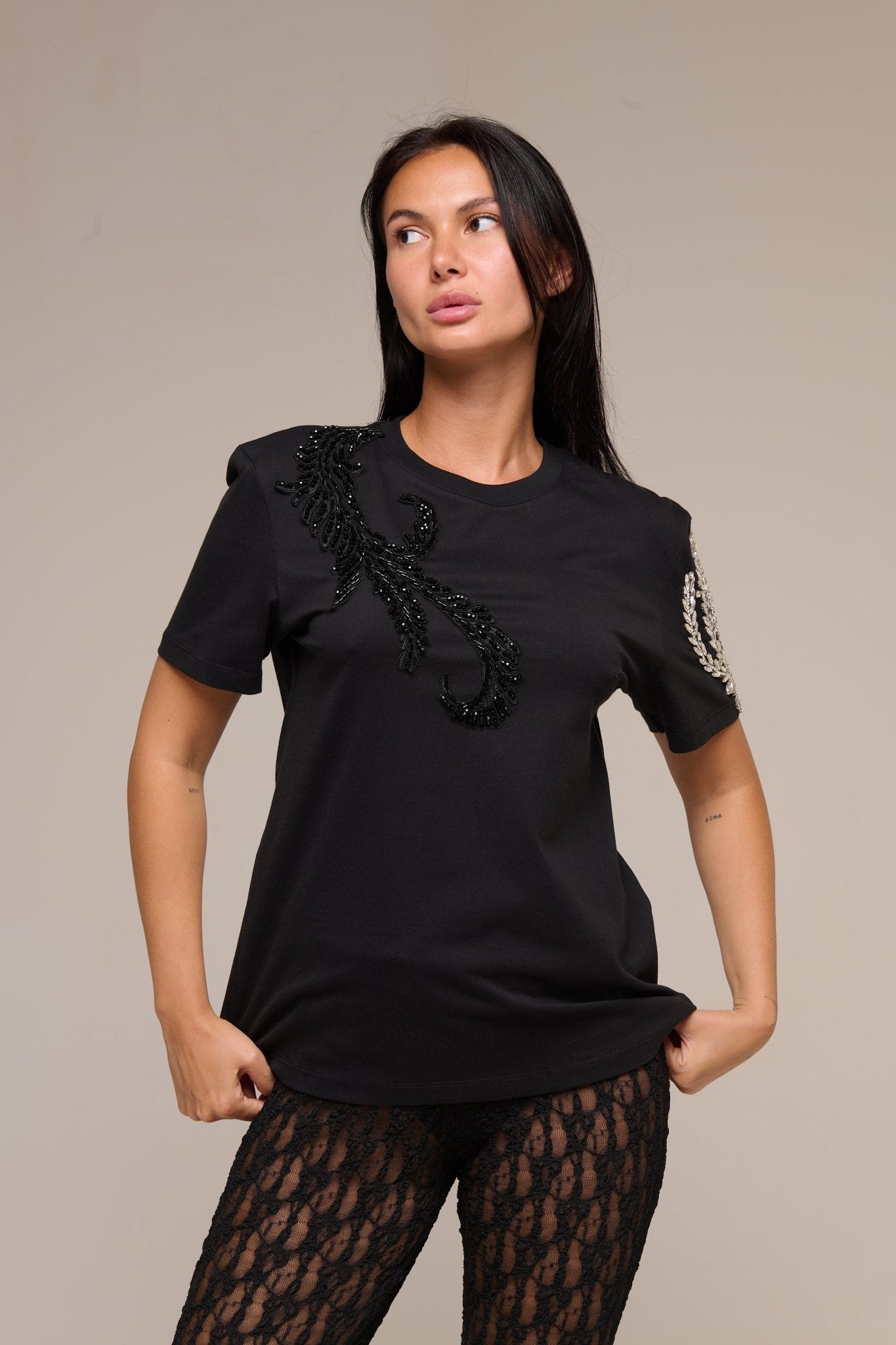 T-Shirt Nera Marianne - 22 Spazio Boutique