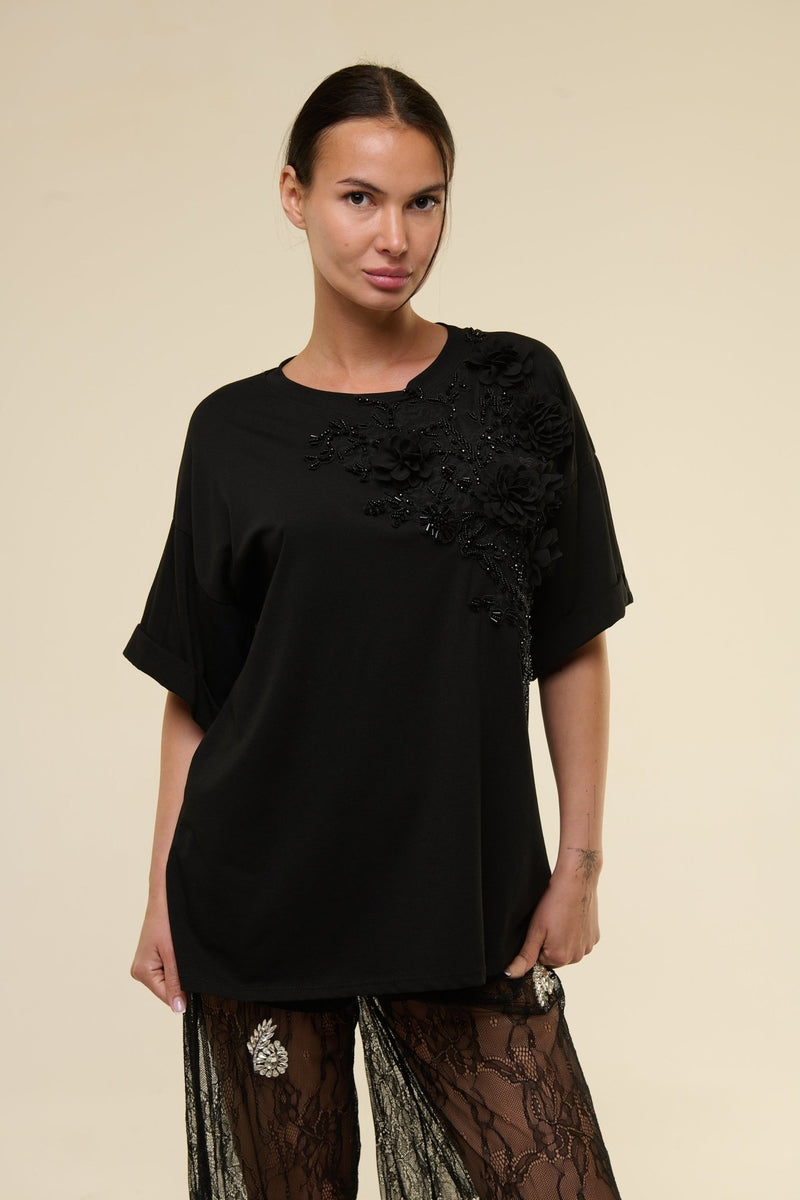 T-Shirt Nera Charlie - 22 Spazio Boutique