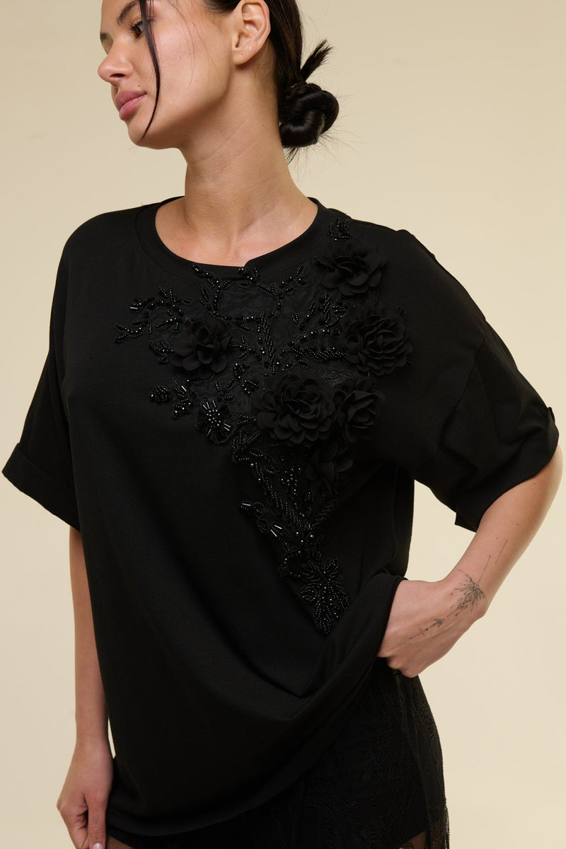 T-Shirt Nera Charlie - 22 Spazio Boutique