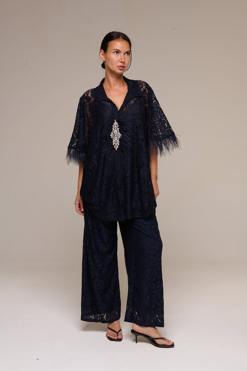 Completo Pizzo Jessica Blu