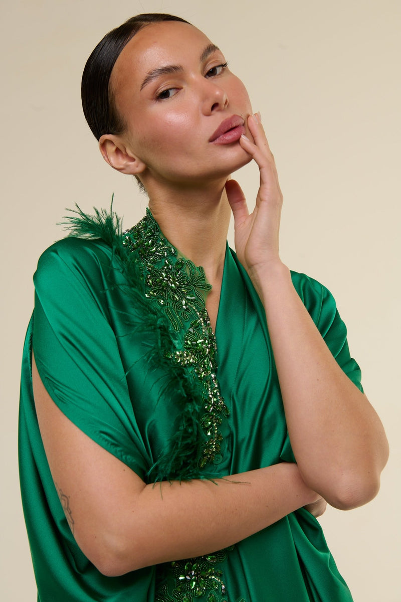 Caftano Gioiello verde smeraldo - 22 Spazio Boutique