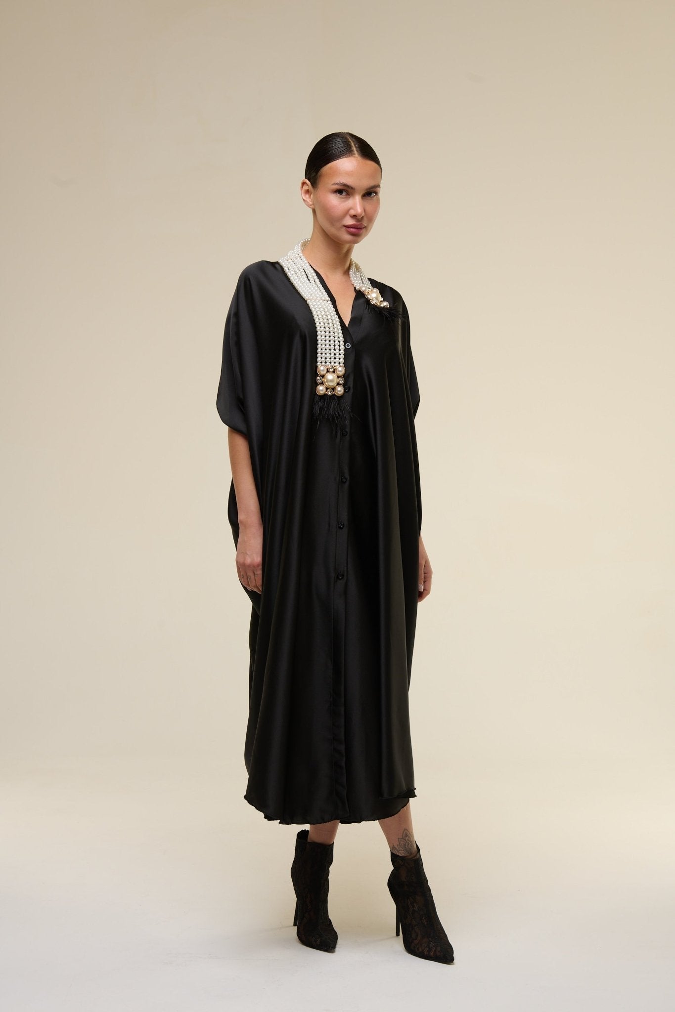 Caftano Gioiello Nero Perle - 22 Spazio Boutique