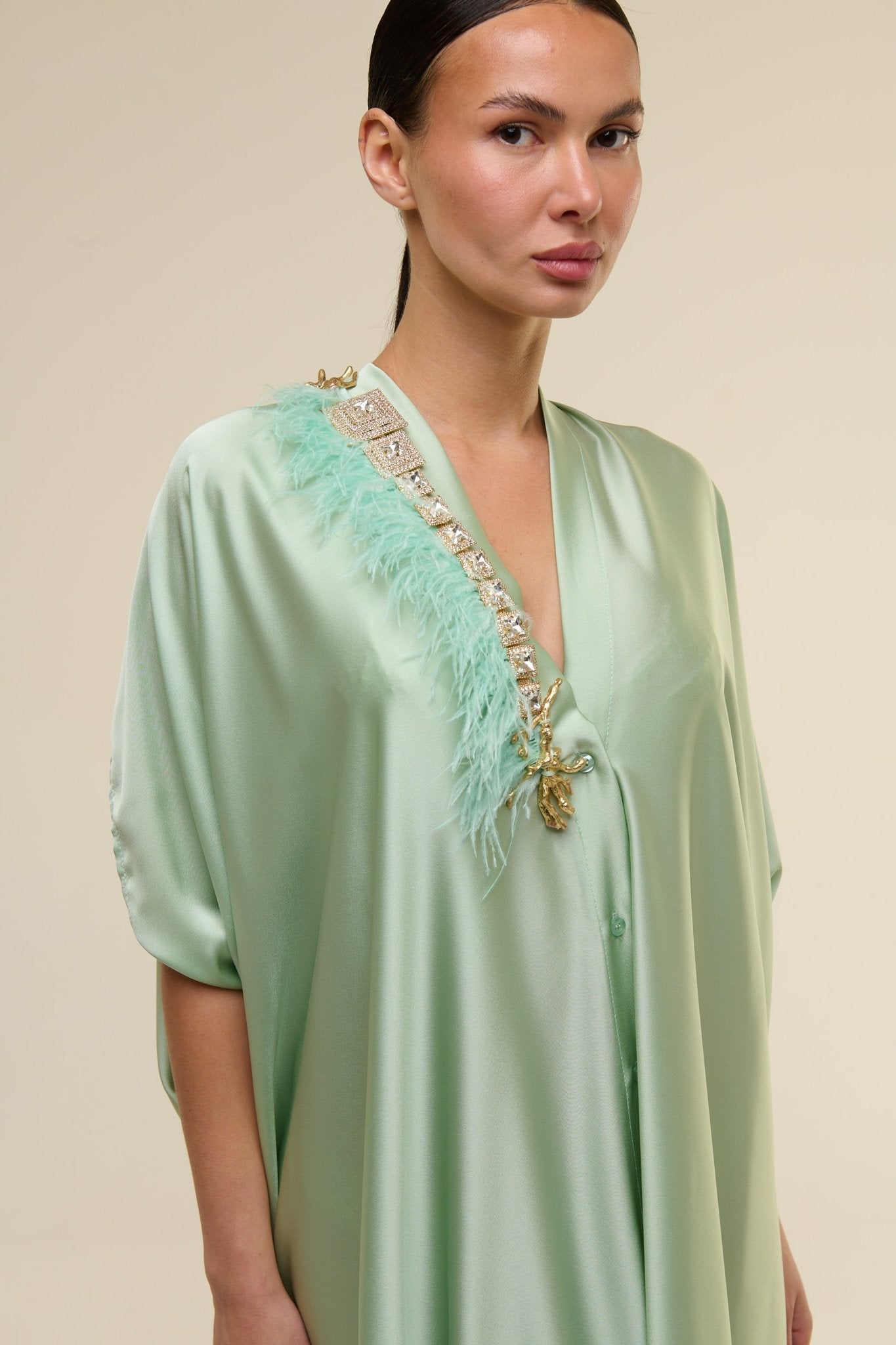 Caftano verde opaco - 22 Spazio Boutique