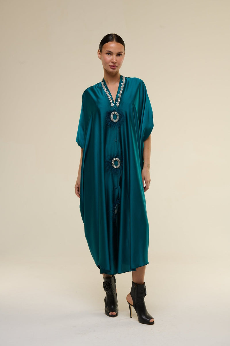 Caftano Gioiello Verde Petrolio - 22 Spazio Boutique